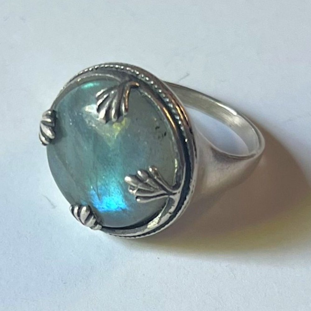 Silver Labradorite Ring, Size 8